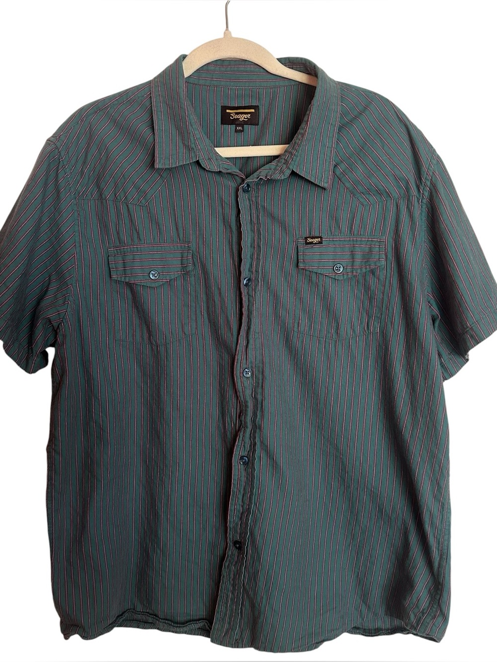 Blue Striped Seager Button Up Shirt 2XL